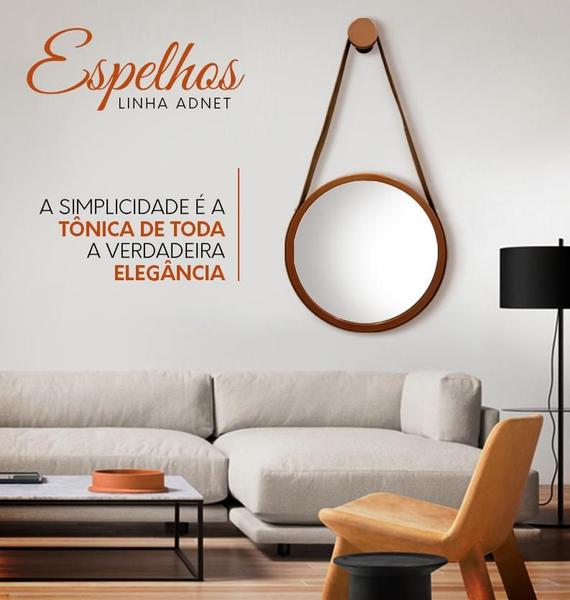 Imagem de Espelho Redondo 50CM Adnet Decorativo em Alumínio Cobre Com Alça Caramelo + Suporte 