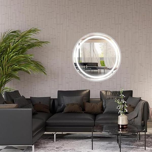Espelho Redondo 50cm com Luz de LED e Controle Touch Screen - Organic Glass Imagem de Espelho Redondo 50cm com Luz de LED e Controle Touch Screen