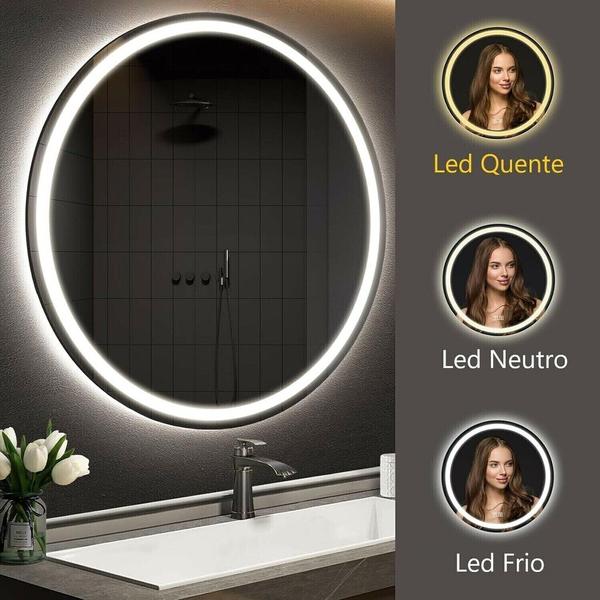 Espelho Redondo 50cm com Luz de LED e Controle Touch Screen - Organic Glass Imagem de Espelho Redondo 50cm com Luz de LED e Controle Touch Screen