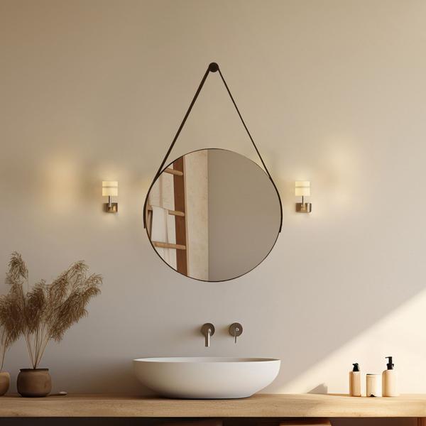 Espelho Redondo Adnet 30cm com Alça e Suporte para Quarto Banheiro Hall - Outlet Dos Espel...