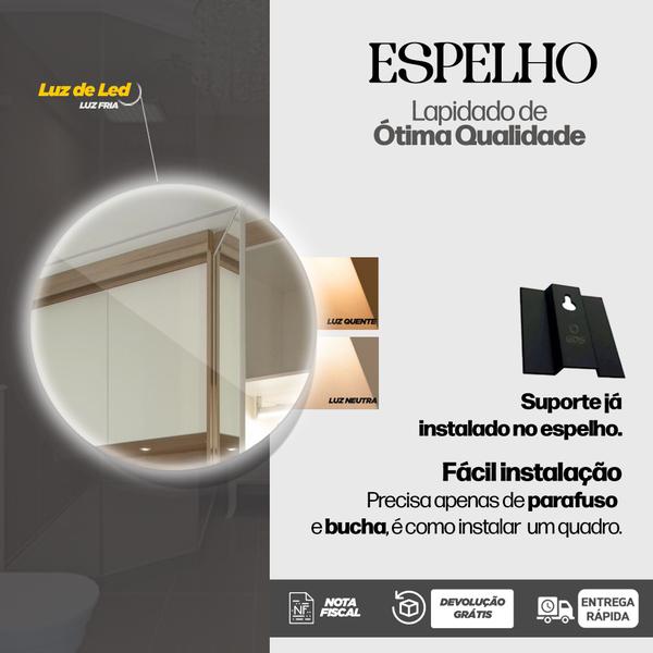 Espelho Redondo Com Led Sem Fio 80x80cm Lapidado - Group Royalle Imagem de Espelho Redondo Com Led Sem Fio 80x80cm Lapidado