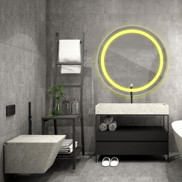 Espelho Redondo Jateado com Led 50x50 Lapidado - Group Royalle Imagem de Espelho Redondo Jateado com Led 50x50 Lapidado