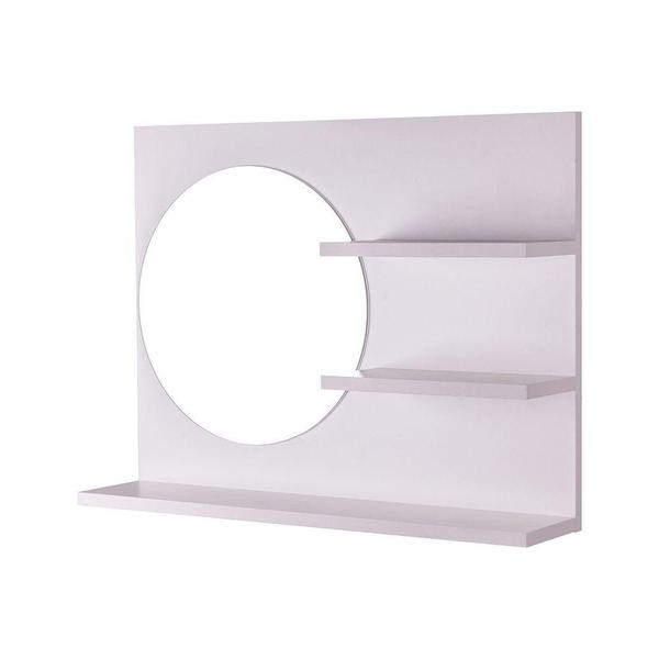 Espelho Redondo para Banheiro com Prateleiras Genova Branco 60 x 45cm - Mercado das Prateleiras Imagem de Espelho Redondo para Banheiro com Prateleiras Genova Branco 60 x 45cm