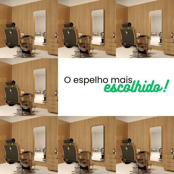 Imagem de Espelho Retangular Corpo Inteiro 150x60 Com Suporte de Chão Moldura Alumínio Quarto Sala Decorativo