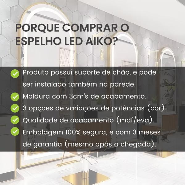 Imagem de Espelho Retangular Corpo Inteiro Moldura Aluminio Led 170x70 Grande Loja Sala