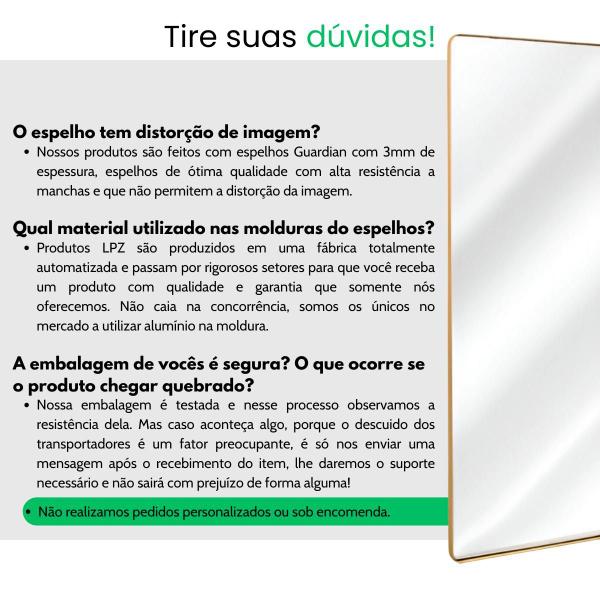 Imagem de Espelho Retangular Grande Corpo Inteiro 150x40cm Com Moldura Alumínio Para Quarto Sala Decorativo