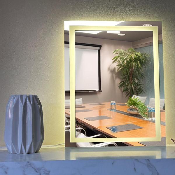 Espelho Retangular Grande JATEADO com Led 60x70 4mm lapidado, banheiro, decoração, salão, maquiagem. - Decora Loja Imagem de Espelho Retangular Grande JATEADO com Led 60x70 4mm lapidado, banheiro, decoração, salão, maquiagem.
