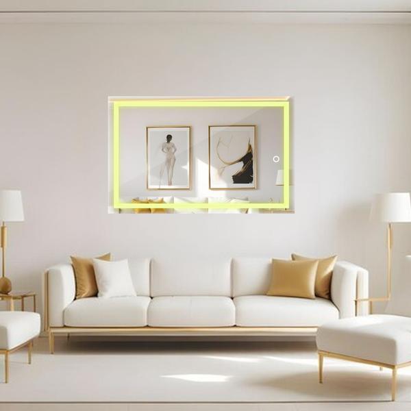 Espelho Retangular Jateado Decoração 40 à 100Cm Com Led Lapidado - Group Royalle Imagem de Espelho Retangular Jateado Decoração 40 à 100Cm Com Led Lapidado