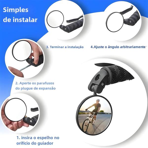 Imagem de Espelho Retrovisor Ajustável para Bicicleta - Visão Traseira de Amplo Ângulo