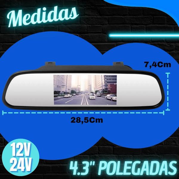 Imagem de Espelho Retrovisor Tela Lcd Camera De Ré Tartaruga Universal - CARDAD