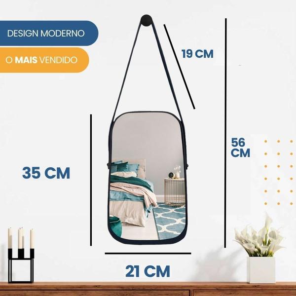 Imagem de Espelho Trapézio de Parede 21x35cm com Alça e Suporte para Lavabo Quarto Camarim