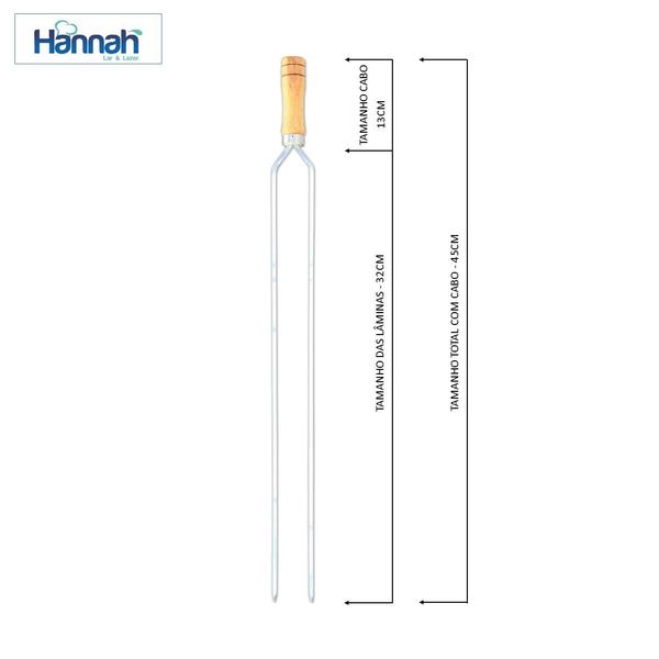 Imagem de Espeto Churrasco Alumínio Duplo Quadrado Reforçado Cabo Madeira ou Cabo Alumínio  Vários Tamanhos - Hannah - Lulay Store