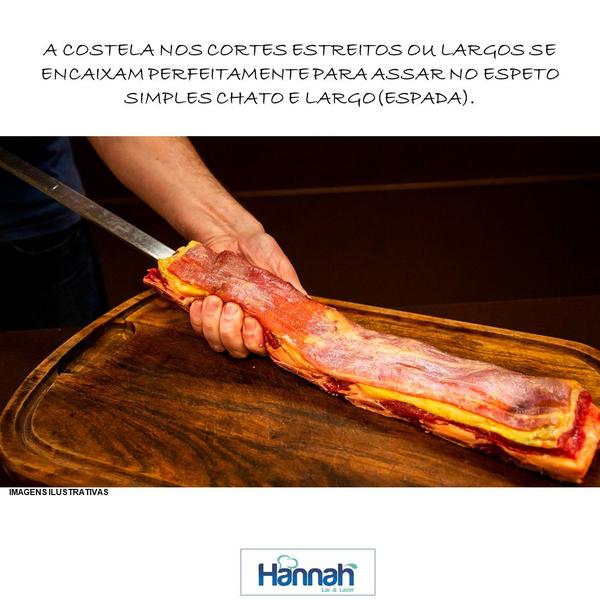 Imagem de Espeto Churrasco Alumínio Simples Chato Largo Reforçado Cabo Madeira ou Cabo Revestido Em Alumínio Vários Tamanhos - Han