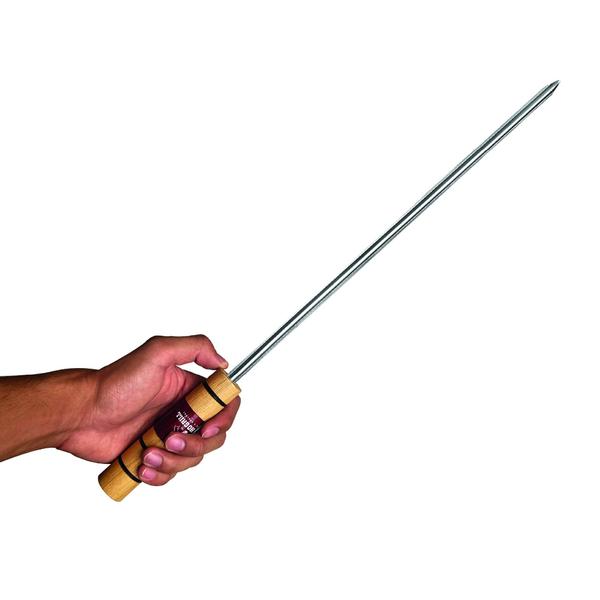 Espeto Churrasco Gaúcho 55cm Aço Cromado Cabo Madeira Profissional - Grilazer Imagem de Espeto Churrasco Gaúcho 55cm Aço Cromado Cabo Madeira Profissional