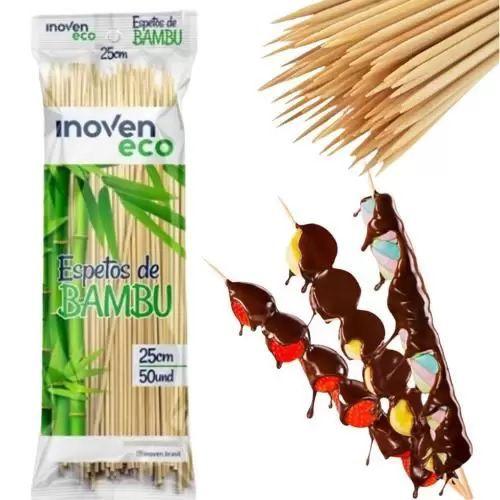 Imagem de Espeto De Bambu 25cm Pct 50un Para Espetinho Inoven