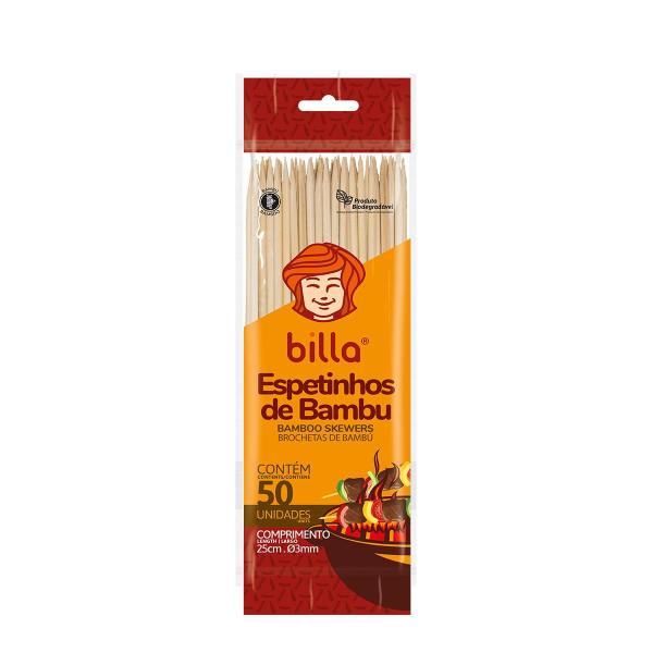 Imagem de Espeto de Bambu Churrasco 25cm x 3mm 50 unidades - Billa