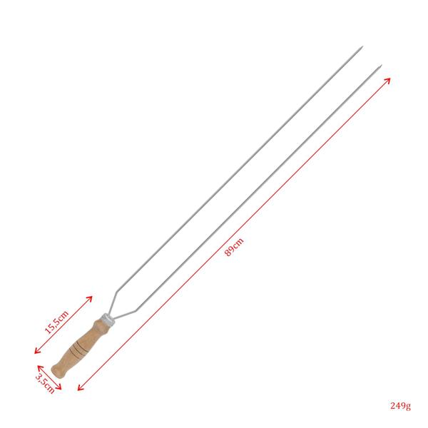 Imagem de Espeto de churrasco -  Duplo Cabo Madeira Grande 89 cm