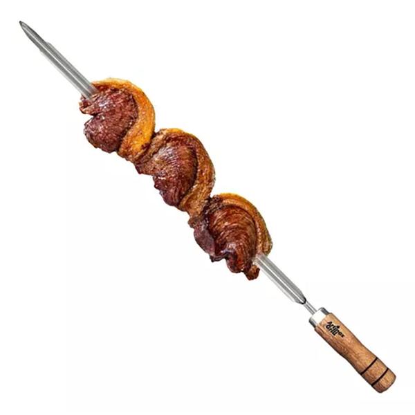 Imagem de Espeto De Inox 55cm para Churrasco Cabo de Madeira