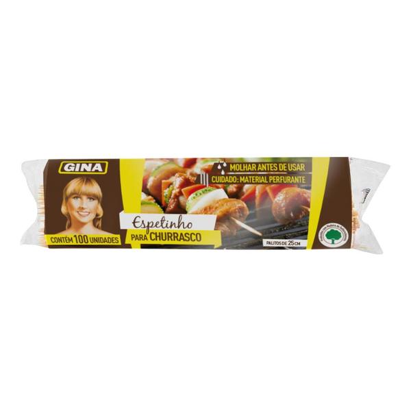 Imagem de Espeto de Madeira Gina 25 cm com 100 un para Churrasco Crepe