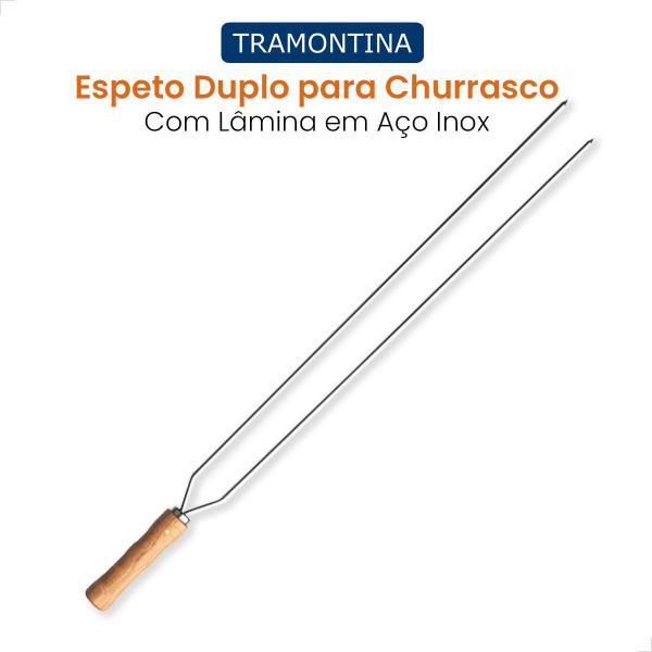 Imagem de Espeto Duplo 65cm Churrasco Tramontina Lamina De Aço Inox 26419065