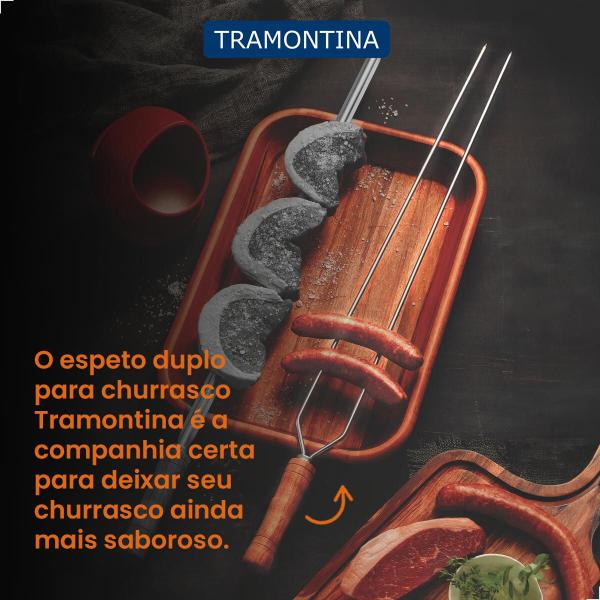 Imagem de Espeto Duplo 75cm Churrasco Tramontina Lamina De Aço Inox 26419075