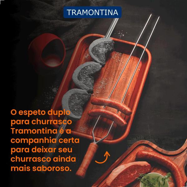 Imagem de Espeto Duplo 85cm Churrasco Tramontina Lamina De Aço Inox 26419085