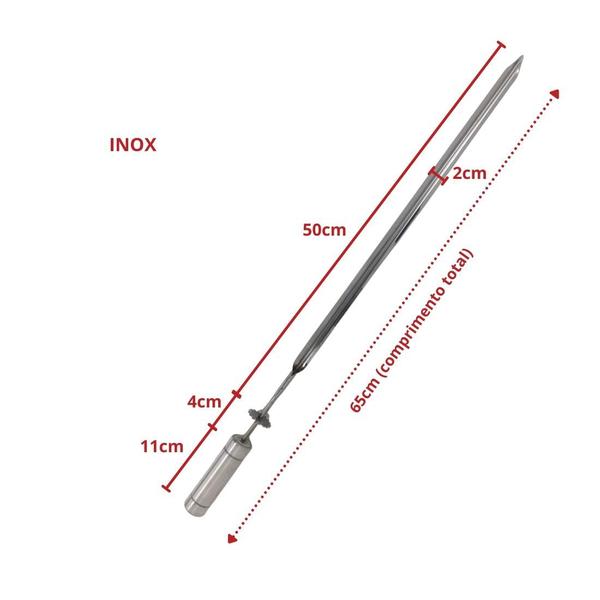 Imagem de Espeto Espada Giratório 50cm De Inox Churrasqueira - Grill