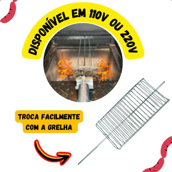 Imagem de Espeto Giratório Elétrico Churrasco Flex Inox Com Grelha Nfe