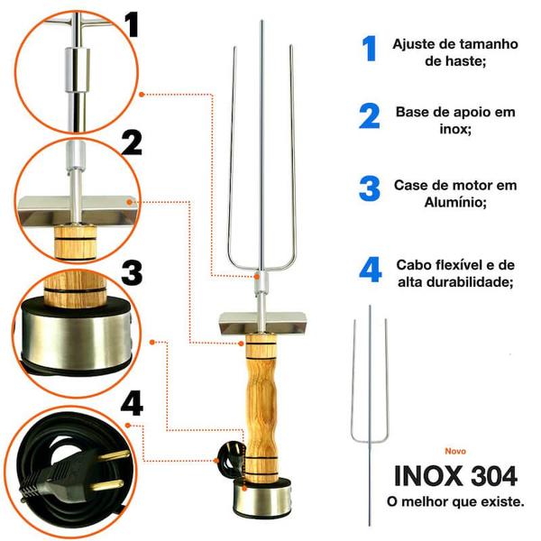 Imagem de Espeto Giratório Elétrico  Premium Churrasco Inox 220V EG01