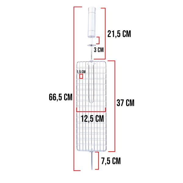 Imagem de Espeto Grelha Reto Achatado Para Churrasqueira Giratoria Grill Ideal Para Assar Bifes Hamburguer Coraçãozinho