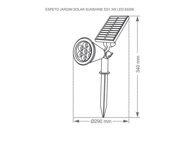 Imagem de Espeto Jardim Solar Sunshine ES1 3W LED 6.500K - Taschibra