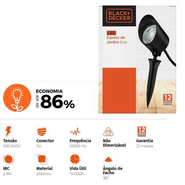 Imagem de Espeto Led Eco Ip65 5W Verde BLACK+DECKER