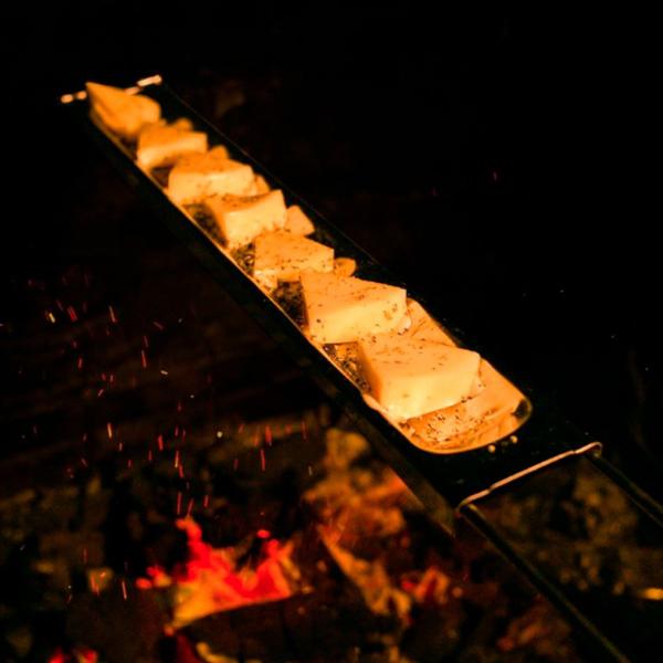 Imagem de Espeto P Queijo Coalho Legumes Pão de Alho Churrasco C Calha Removível em Inox  75cm Grilazer