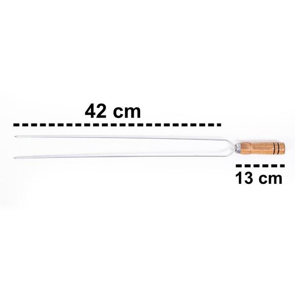 Imagem de Espeto Para Churrasco Duplo Cabo Madeira Lamina Inox 55 Cm