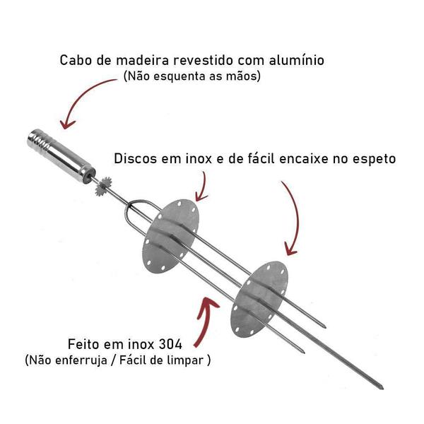 Imagem de Espeto Para Grill Giratório 8 Espetinho - Kit C/3 Espetos