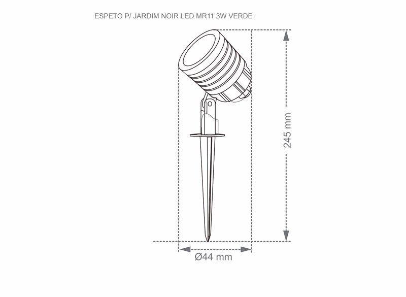 Imagem de Espeto Para Jardim Noir LED MR11 3W Verde - Taschibra 