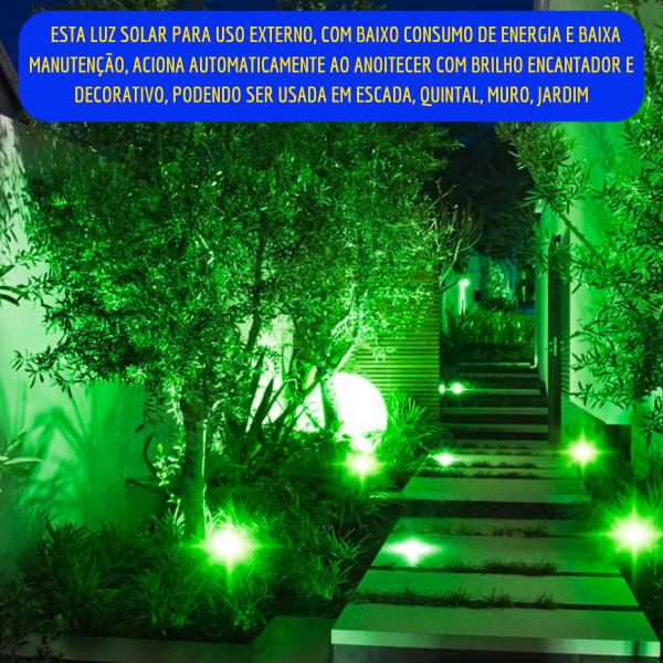 Imagem de Espeto Solar Verde Iluminação Jardim Led Luminária Decoração Externo