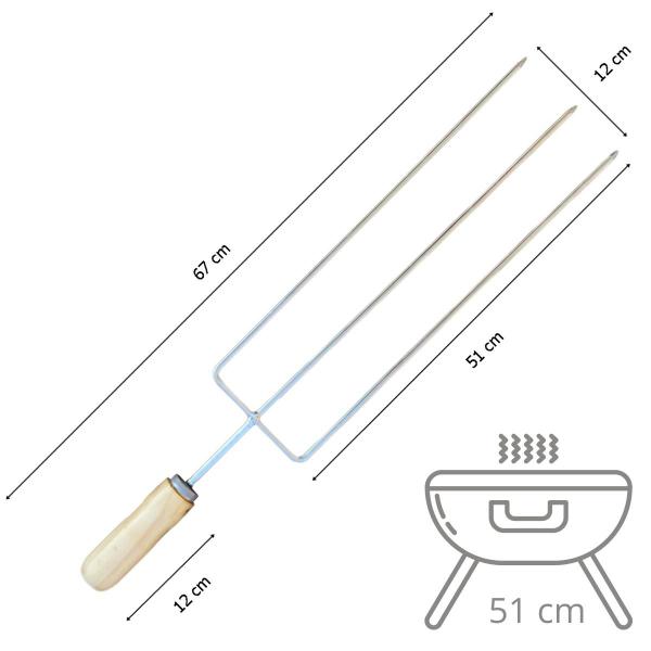 Imagem de Espeto Triplo 60 Cm Para Peças Inteiras Largura 14 Cm