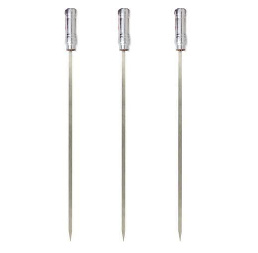 Imagem de Espetos Churrasco Aço Inox Simpl 75cm Chato Aperitivo Kit com 3