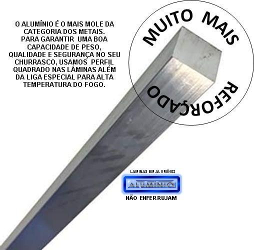 Imagem de Espetos Churrasco Aluminio Duplo 85cm Cabo Revest Kit-103