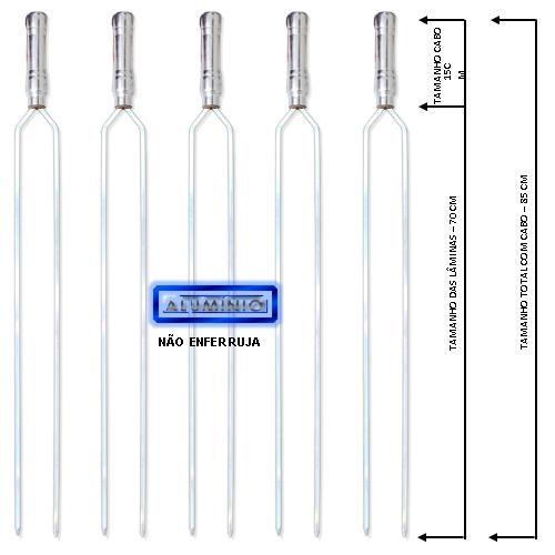 Imagem de Espetos Churrasco Aluminio Duplo 85cm Cabo Revest Kit-103