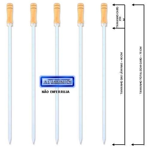 Imagem de Espetos Churrasco Aluminio Simp 75cm Chato Aperitiv Kit-113