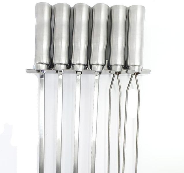 Imagem de Espetos Churrasco Inox 34cm - Presente Dia dos Pais