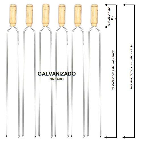 Imagem de Espetos de Churrasco Aço Galv. Duplo 95cm Kit