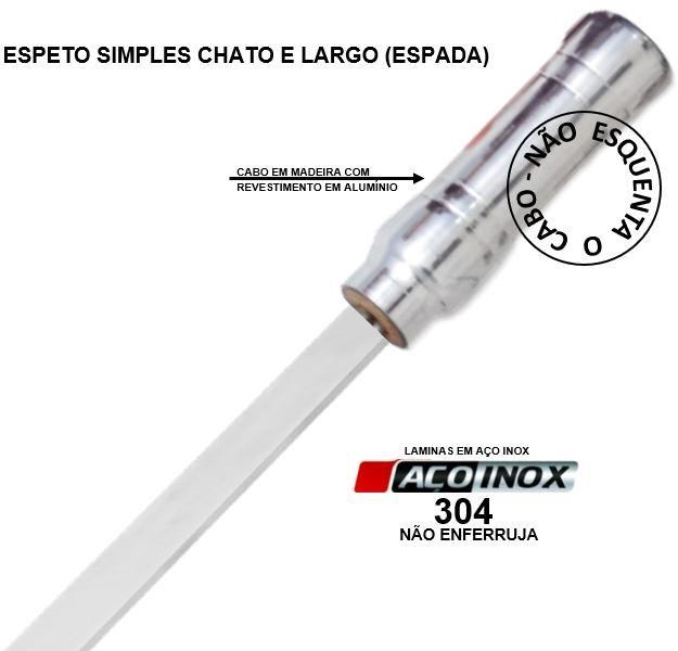 Imagem de Espetos de Churrasco Aço Inox Simp 75cm Chato Largo Kit com 2