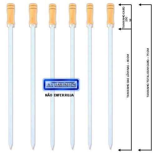 Imagem de Espetos de Churrasco Aluminio Simples 75cm Largo Kit-142