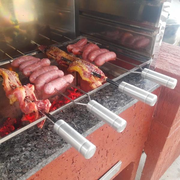 Imagem de Espetos Inox 60cm Churrasco, Espada, Duplo E Coração 14 Pçs