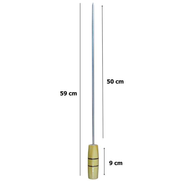 Imagem de Espetos para churrasco 59 cm com Cabo de Madeira 06 unidades