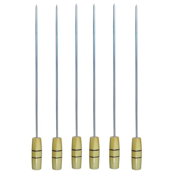 Imagem de Espetos Para Churrasco 6 Un + Rastelo Para Brasa + Garfo 59 cm