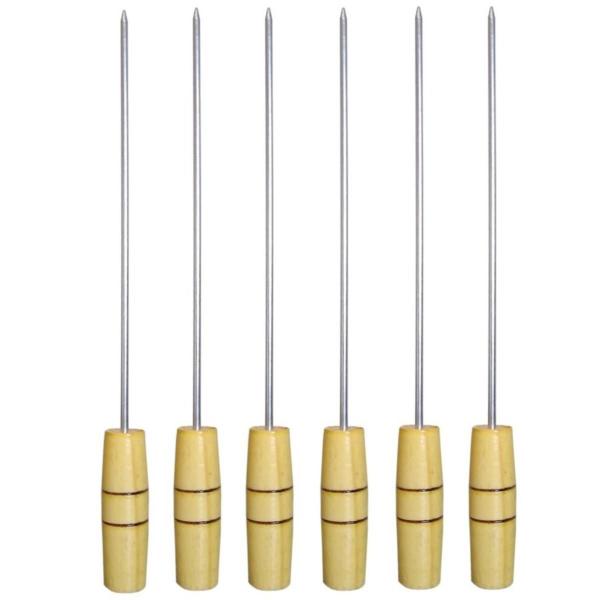 Imagem de Espetos Para Churrasco Kit Com 06 Mini Espetos 49 Cm